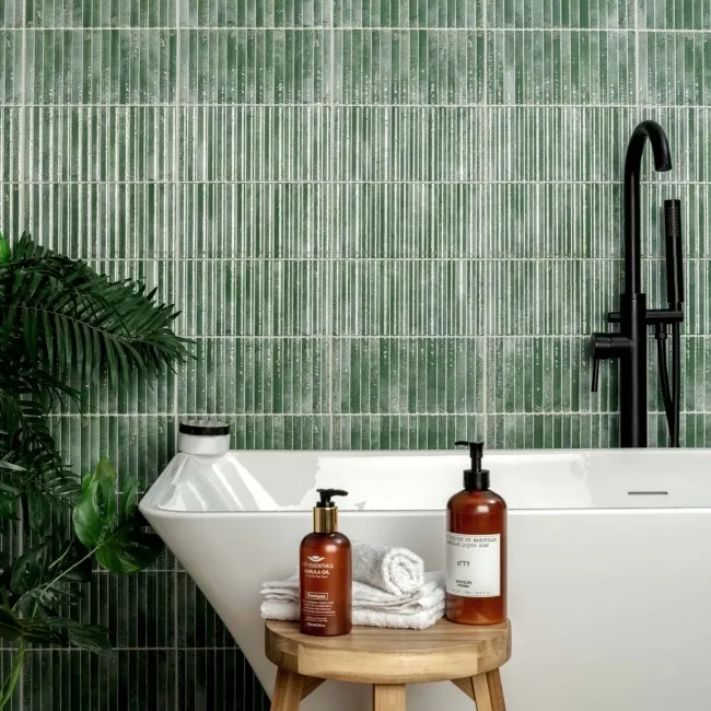 Meraki Turquoise Green Gloss Kitt-Kat Mosaic Effect Wall Tiles