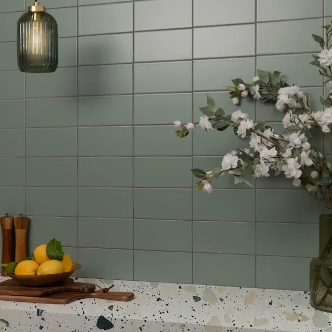 Rico Green Matt Flat Metro Wall Tiles 200x100