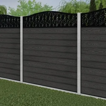 LuxeLine Composite Fence Panel Dark Grey - Floral Decorative Screen for Own Post