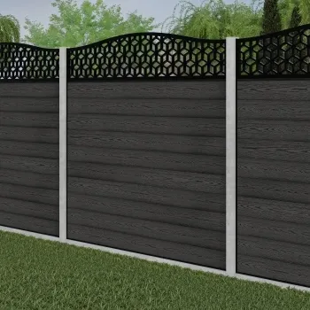 LuxeLine Composite Fence Panel Dark Grey - Geometric Decorative Screen for Own Post