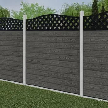 LuxeLine Composite Fence Panel Light Grey - Curve Top Lattice Decorative Screen for Own Post