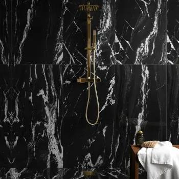 Deluxe Obsidian Ultra Black Gloss Marble Effect Wall and Floor Tiles