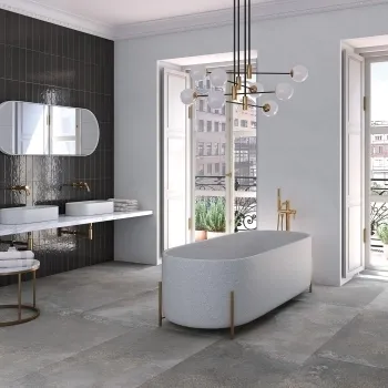 Yuri® Light Grey 90% Recycled Matt Porcelain Tiles 1175x587