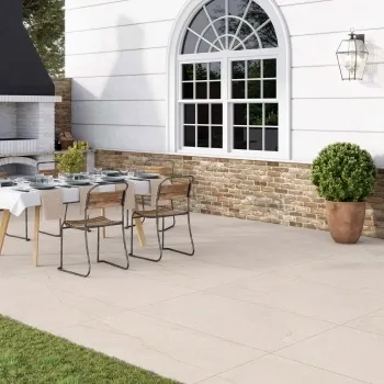 Ambleside Beige Stone Effect Matt Porcelain Paving Slabs