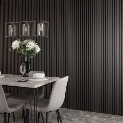 Trepanel® Noir Black Acoustic Wood Slat Panels | Walls & Floors