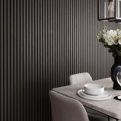 Trepanel® Noir Black Acoustic Wood Slat Panels | Walls & Floors