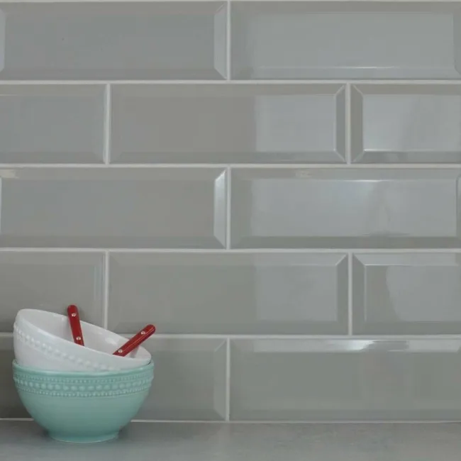 Ceramic Gloss Light Grey Metro Tiles
