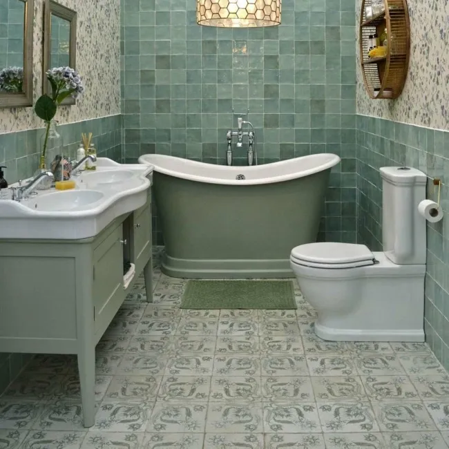 Helix Sage Green Matt Patterned Wall and Floor Tiles