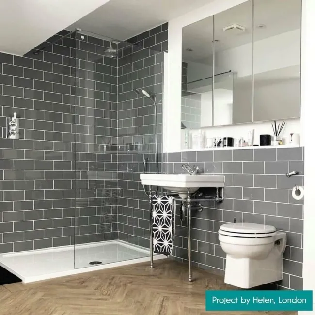 Sloane Square Flat Gloss Grey Metro Tiles