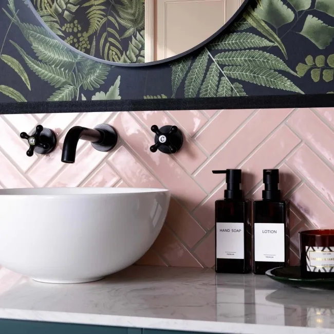 Ivybridge Baby Pink Gloss Metro Wall Tiles 250x50mm