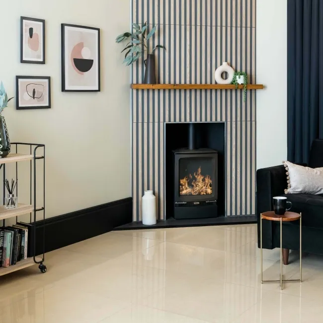 Lounge Polished Ivory Stone Effect 600x600 Wall And Floor Tiles