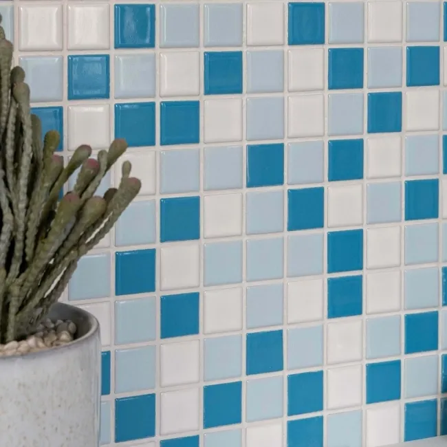 Pixel Sea Light Blue Blend Mosaic 25x25 Wall and Floor Tiles