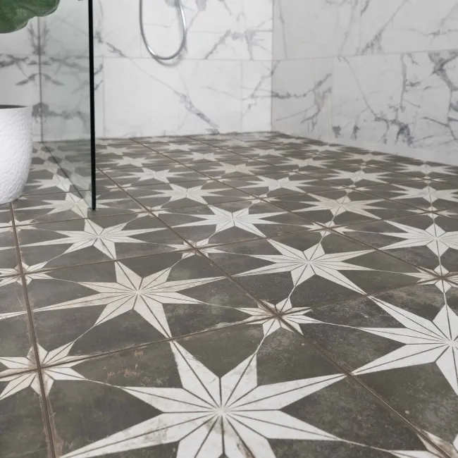 Scintilla Night Black Star Pattern Wall and Floor Tiles