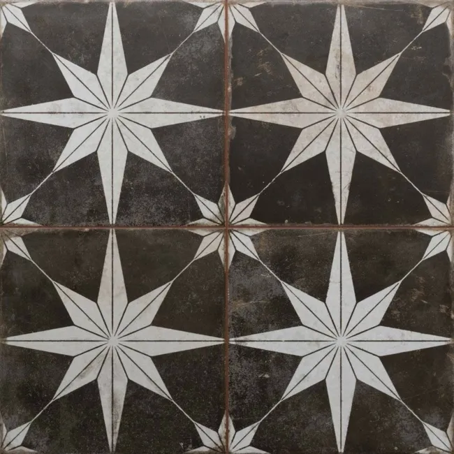 Scintilla Night Black Star Pattern Wall and Floor Tiles