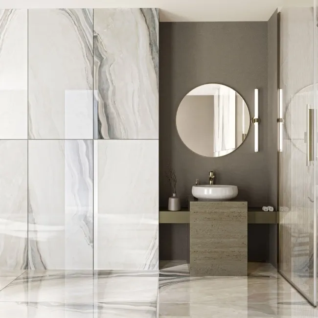 Verity White Marble Effect Polished Porcelain Wall & Floor Tile