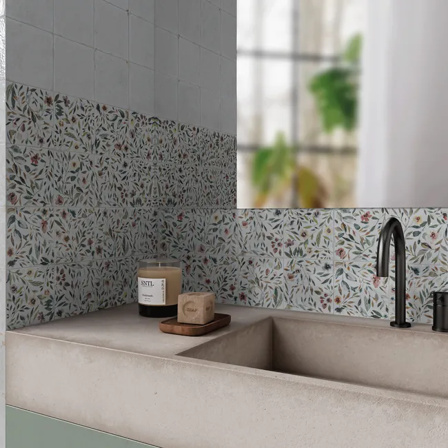 Lucy Garden Gloss Multicolour Patterned Porcelain Wall Tiles