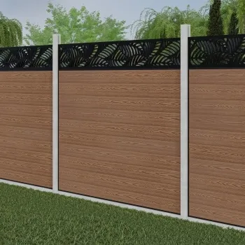 LuxeLine Composite Fence Panel Teak - Jungle Decorative Screen for Own Post