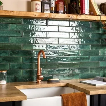 Hope Olive Wall Gloss Green Brick Tiles