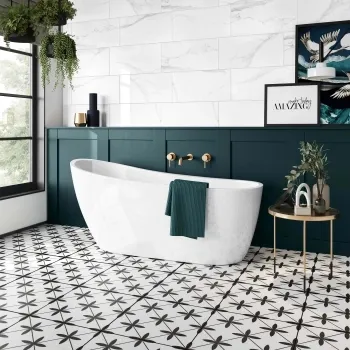 Winslow Black and White Matt Patterned Floor Tiles