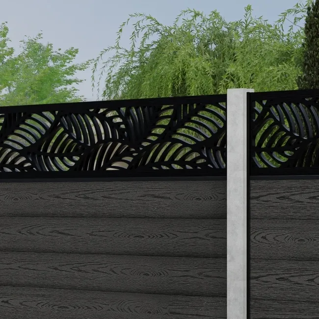 LuxeLine Composite Fence Panel Dark Grey - Jungle Decorative Screen for Own Post