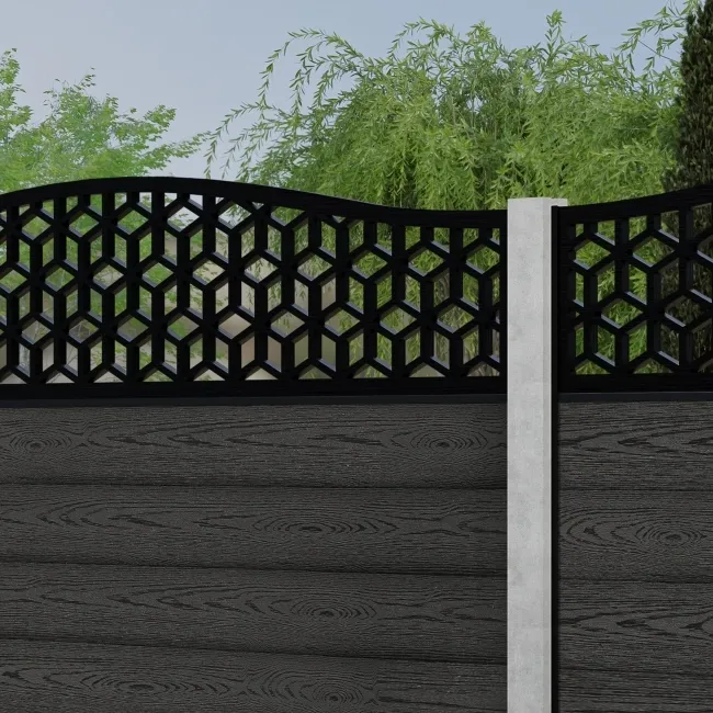LuxeLine Composite Fence Panel Dark Grey - Geometric Decorative Screen for Own Post