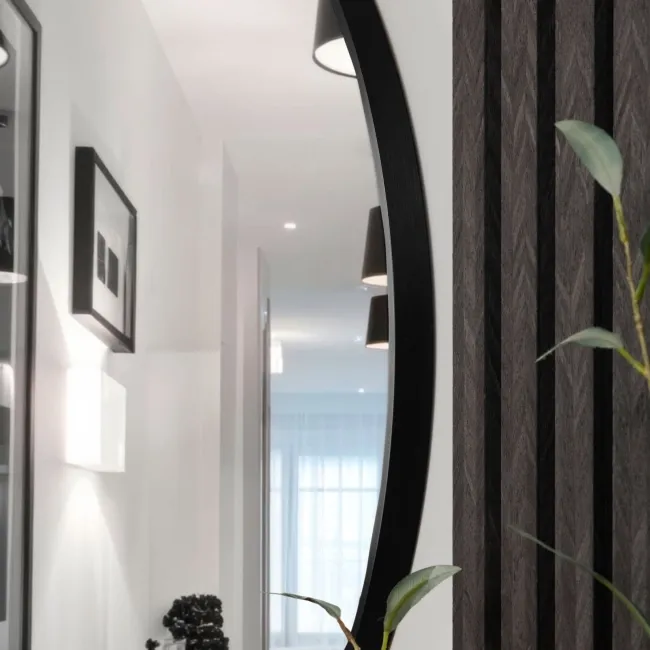 Trepanel Customise® Aluminium Framed Round Mirror Matt Black 1000mm