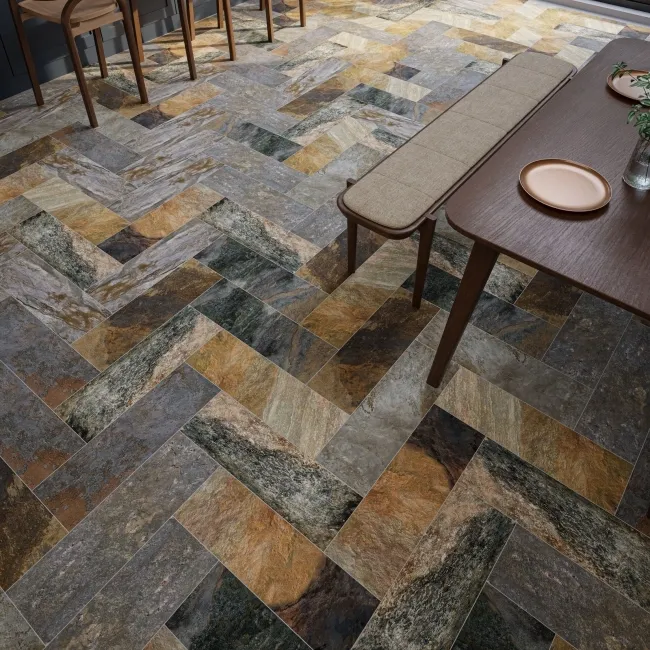 Ashen Multicolour Matt Slate Effect Wall and Floor Tiles