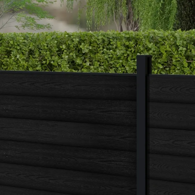 LuxeLine® Black Composite Fence Panel with Aluminium Post 3ft