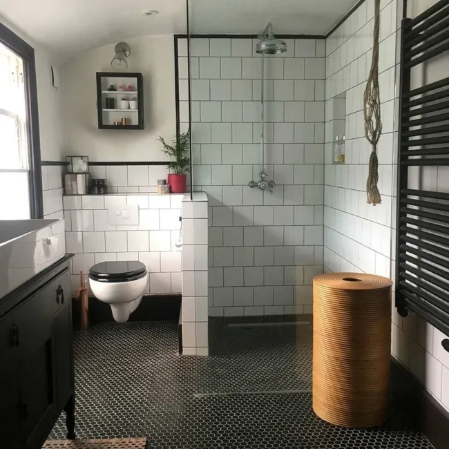 Pixel Black 23x23 Hexagon Matt Mosaic Tiles