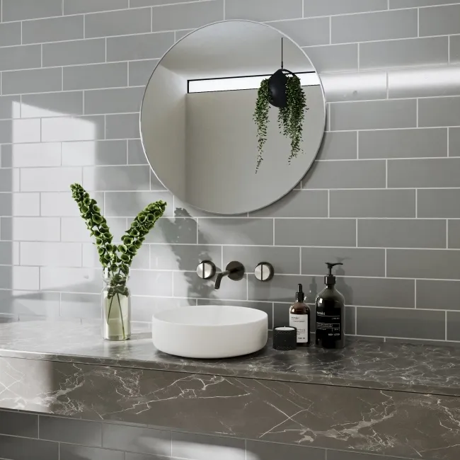 Linear Grey Gloss Brick Shape Wall Tiles 300x100