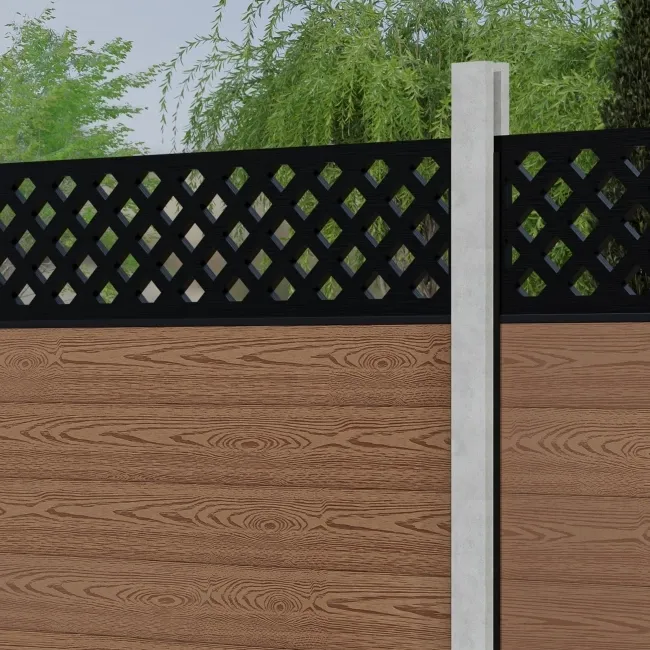 LuxeLine Composite Fence Panel Teak - Lattice Decorative Screen for Own Post