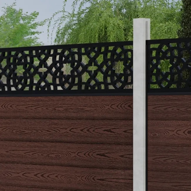 LuxeLine Composite Fence Panel Walnut - Moroccan Decorative Screen for Own Post