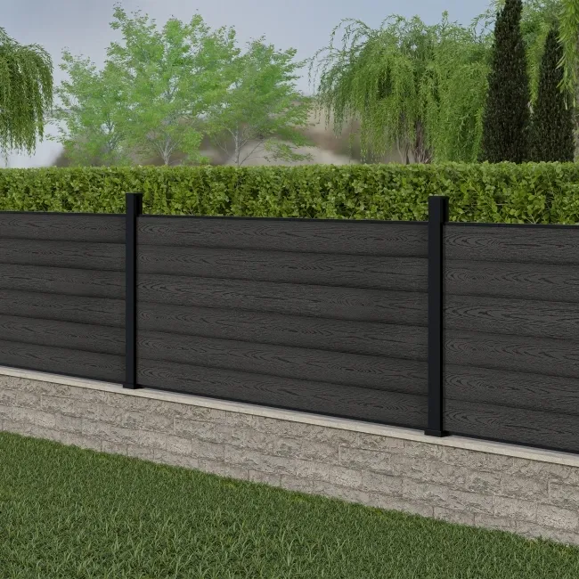 LuxeLine® Dark Grey Composite Fence Panel with Aluminium Post 3ft