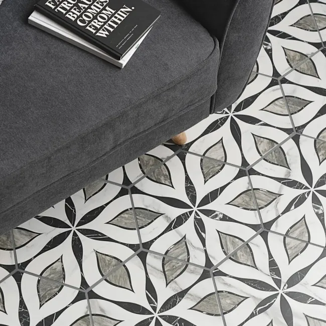 Bardiglio Hexagon Matt Pattern Wall and Floor Tiles