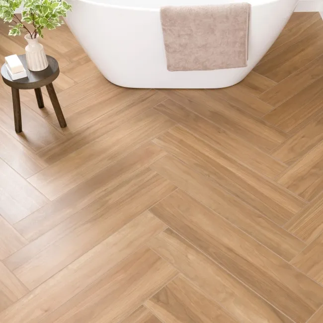Heartwood Honey Brown Matt Rectified Wood Effect Floor Tiles 888x145