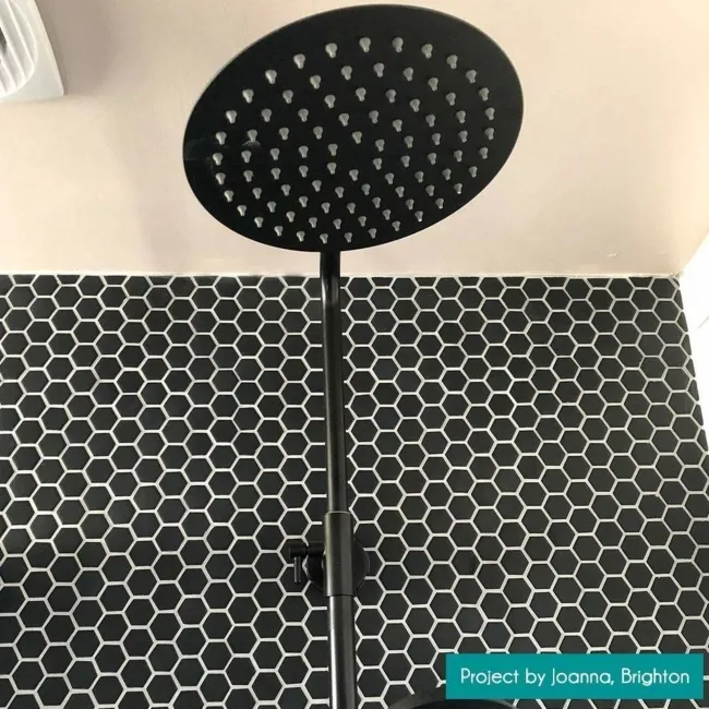 Pixel Black 23x23 Hexagon Matt Mosaic Tiles