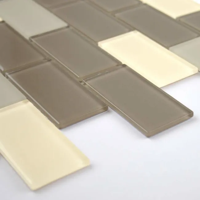 Ligo Glass Mocha Brick Mosaic Tiles