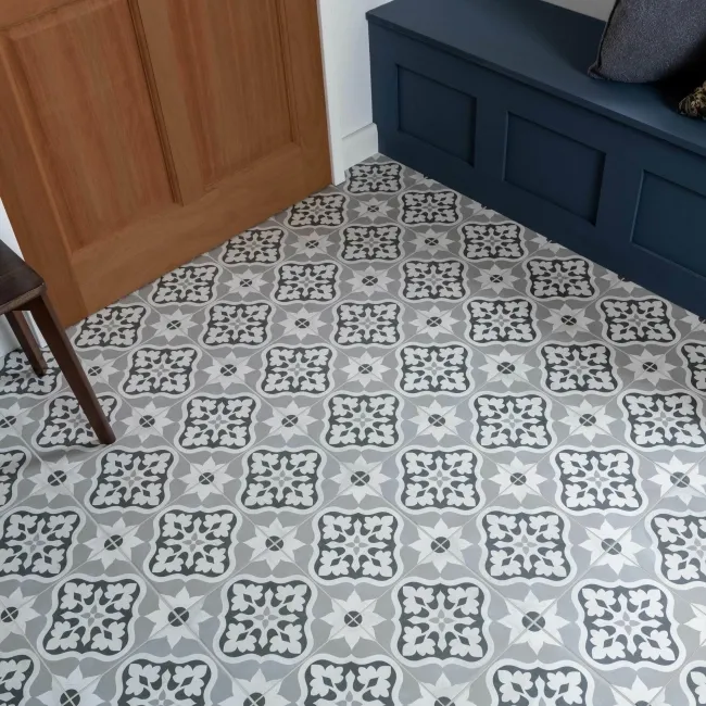 Bloomsbury Grey Matt Patterned Wall and Floor Tiles
