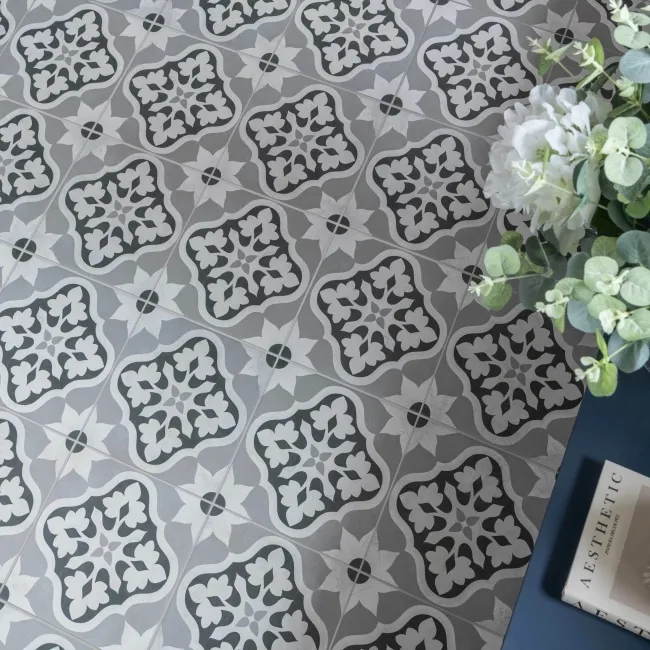 Bloomsbury Grey Matt Patterned Wall and Floor Tiles