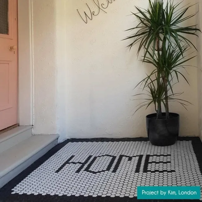 Pixel Black 23x23 Hexagon Matt Mosaic Tiles