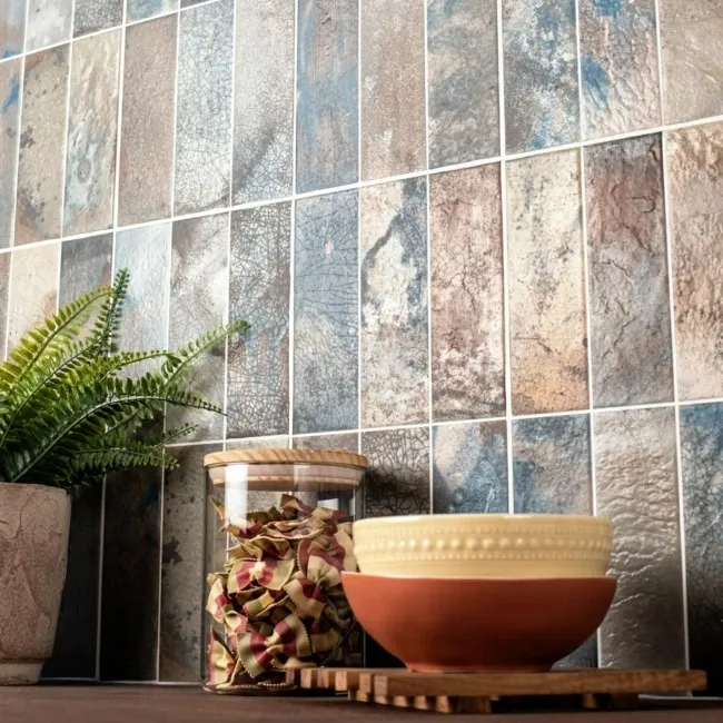 Raku Glazed Multi Coloured Rustic Wall Tiles