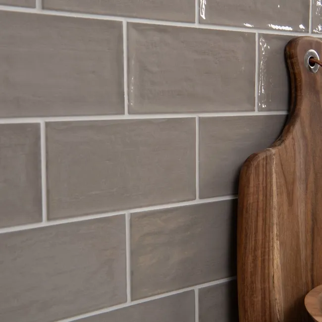 Rustic Ceramic Gloss Grey Metro Tiles