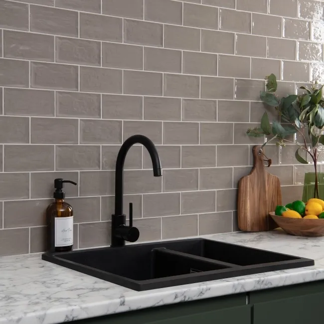 Rustic Ceramic Gloss Grey Metro Tiles