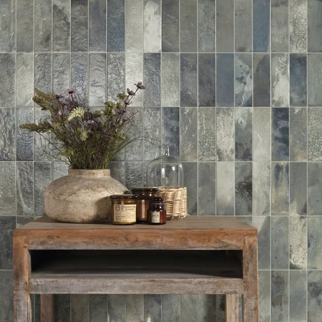 Raku Sage Green Rustic Textured Wall Tiles