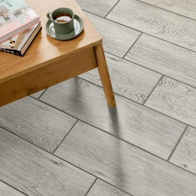 Friston Grey Oak Wood Effect Porcelain Floor Tiles