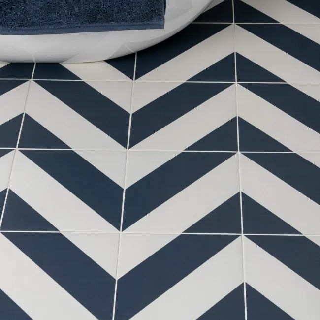 Zebra Blue and White Patterned Matt Striped Wall and Floor Tiles
