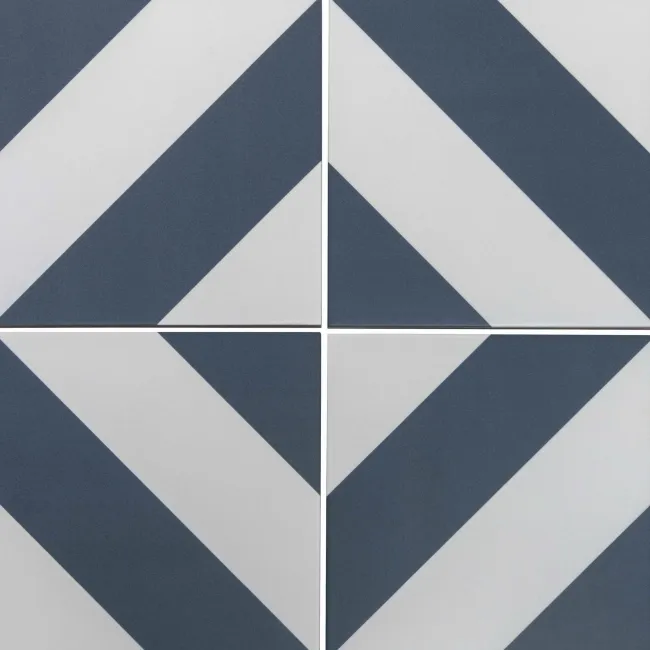 Zebra Blue and White Patterned Matt Striped Wall and Floor Tiles