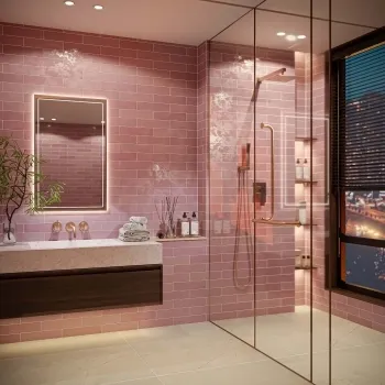 Blush Rose Pink Gloss Brick Wall Tiles 300x75