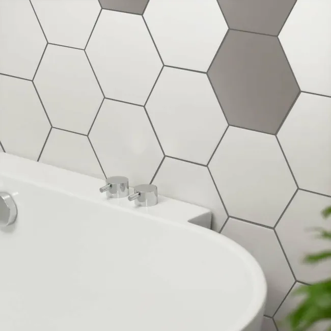 Novel White Matt Hexagon Wall and Floor Tiles