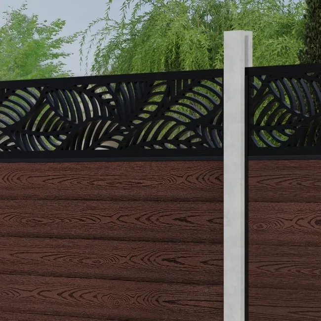 LuxeLine Composite Fence Panel Walnut - Jungle Decorative Screen for Own Post